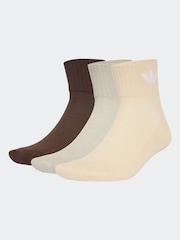 adidas Brown Mid Ankle Socks 3 Pack - Image 2 of 6