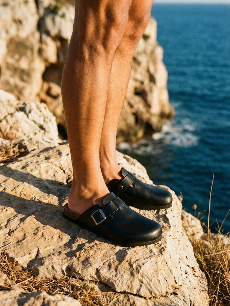 Novo Black NASH Footbed Closed Toe Buckle Clog Mules - Image 1 of 4 Novo Black NASH Footbed Closed Toe Buckle Clog Mules - Image 1 of 4