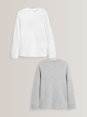 Grey/White Long Sleeve Thermal Tops 2 Pack (2-16yrs) - Image 1 of 5