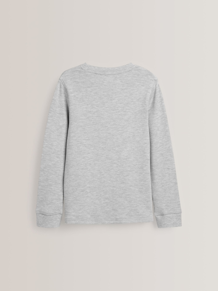 Grey/White Long Sleeve Thermal Tops 2 Pack (2-16yrs) - Image 3 of 5