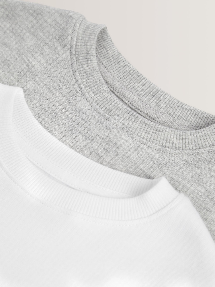 Grey/White Long Sleeve Thermal Tops 2 Pack (2-16yrs) - Image 5 of 5