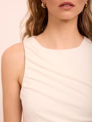 Mint Velvet Cream Asymmetric Waist Midi Dress - Image 5 of 7