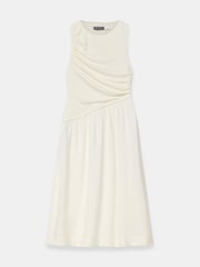 Mint Velvet Cream Asymmetric Waist Midi Dress - Image 6 of 7