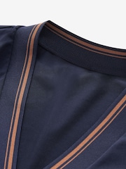 Navy Blue Premium Long Sleeve Contrast V-Neck Top - Image 7 of 10