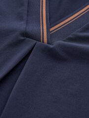 Navy Blue Premium Long Sleeve Contrast V-Neck Top - Image 8 of 10