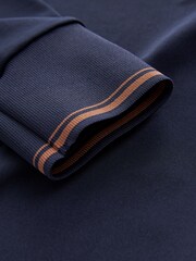 Navy Blue Premium Long Sleeve Contrast V-Neck Top - Image 9 of 10