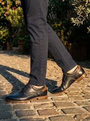 Novo Blue Naples Stitch Detail Derby Lace Up Shoes - Image 1 of 4