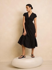 Mint Velvet Black Cotton Midi Dress - Image 2 of 8