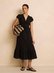Mint Velvet Black Cotton Midi Dress - Image 4 of 8