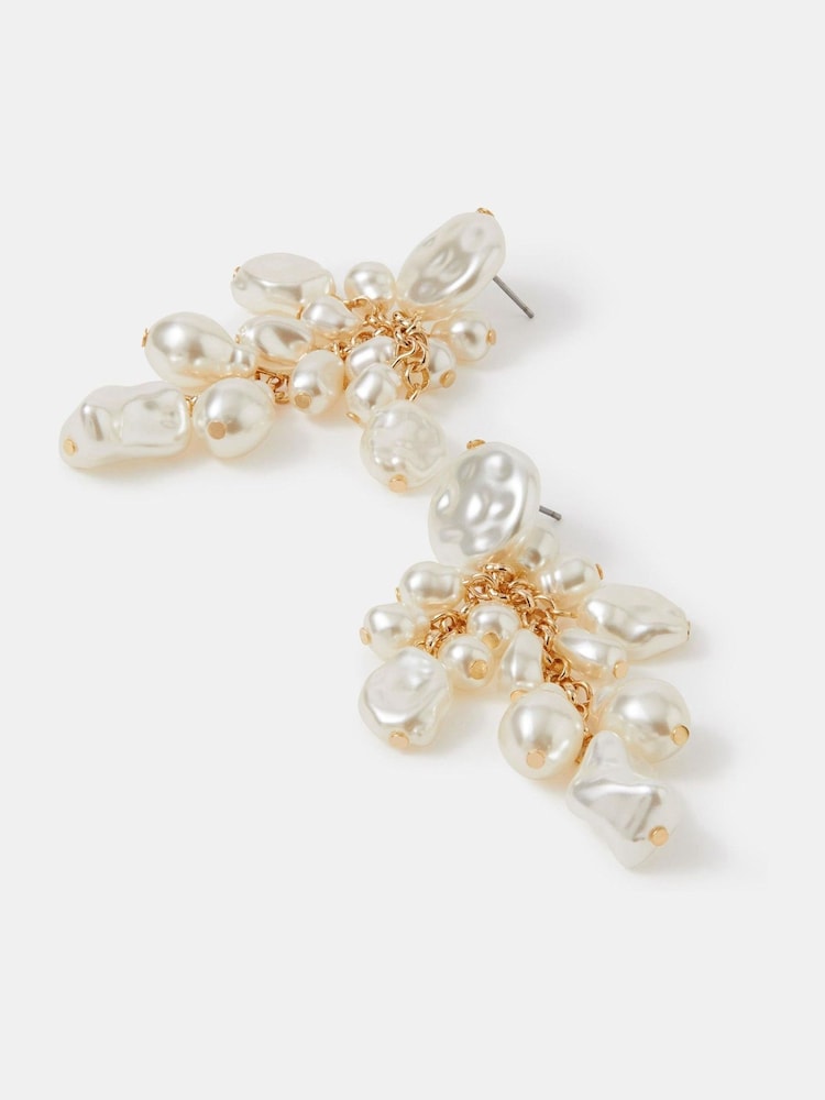 Accessorize Cream Pearl Cluster Drop Earrings - Image 1 of 1 Accessorize Cream Pearl Cluster Drop Earrings - Image 1 of 1