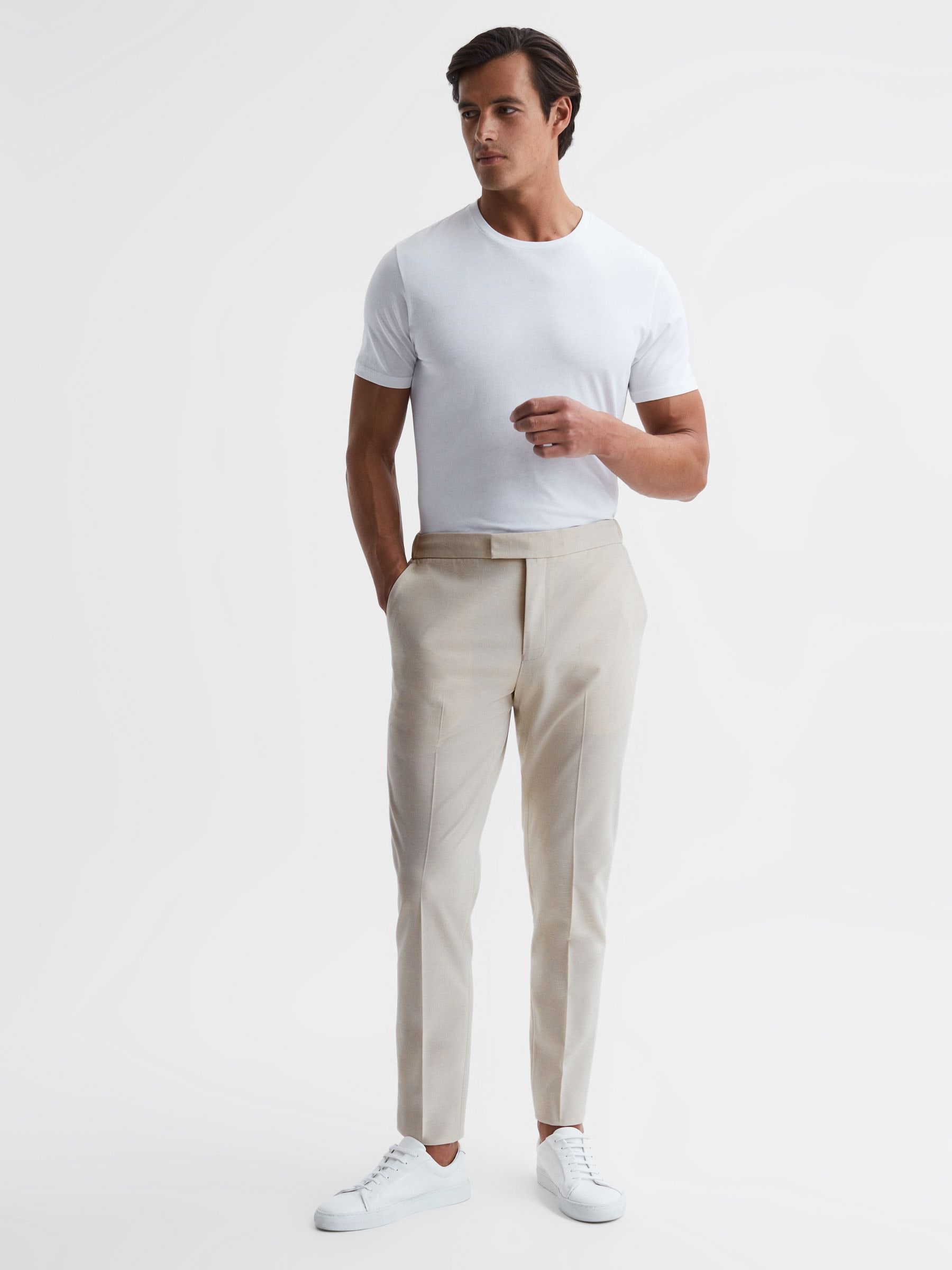 Buy Reiss Ecru Found Slim-Fit Drawcord Trousers from Next USA