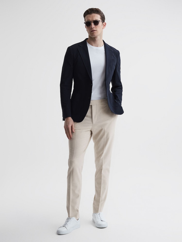 Reiss Ecru Found Slim-Fit Drawcord Trousers - Image 6 of 6
