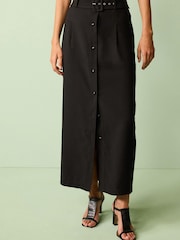 Black Smart Belted Midi Skirt - Image 3 of 7