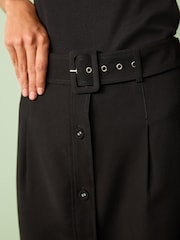 Black Smart Belted Midi Skirt - Image 5 of 7