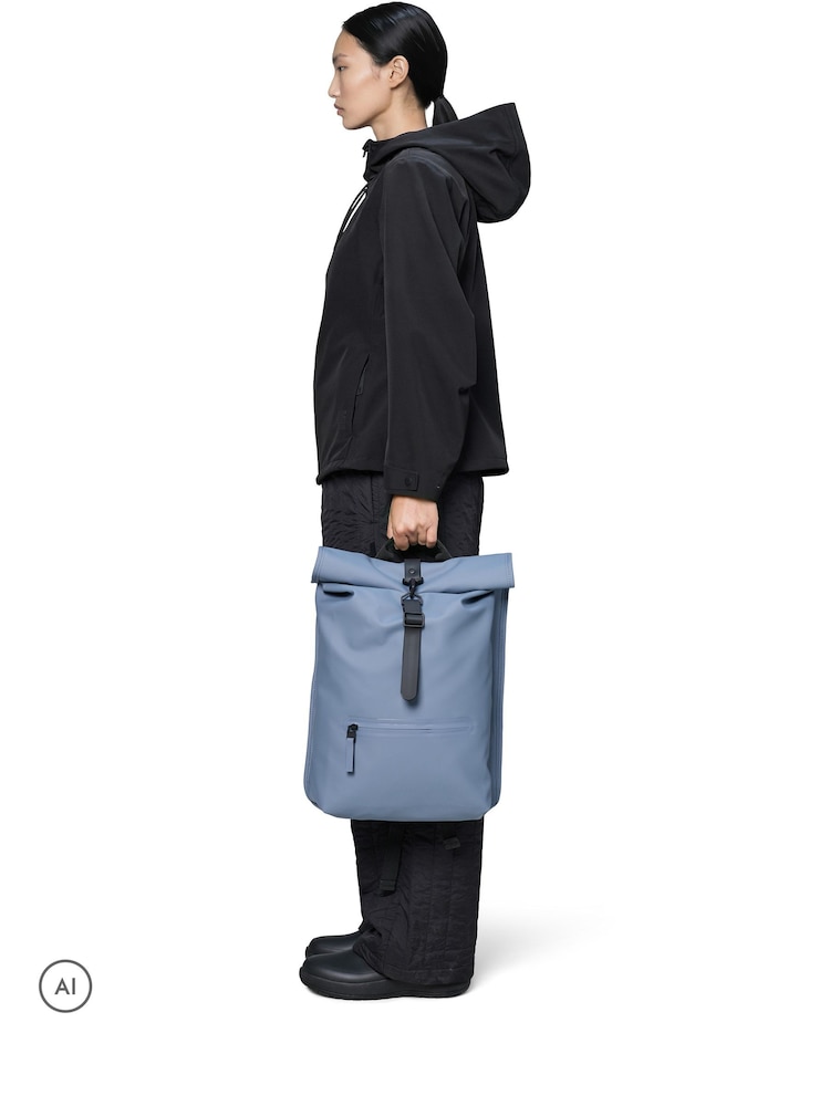 Rains Blue Rolltop Waterproof Rucksack - Image 1 of 2