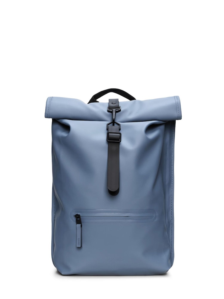 Rains Blue Rolltop Waterproof Rucksack - Image 2 of 2