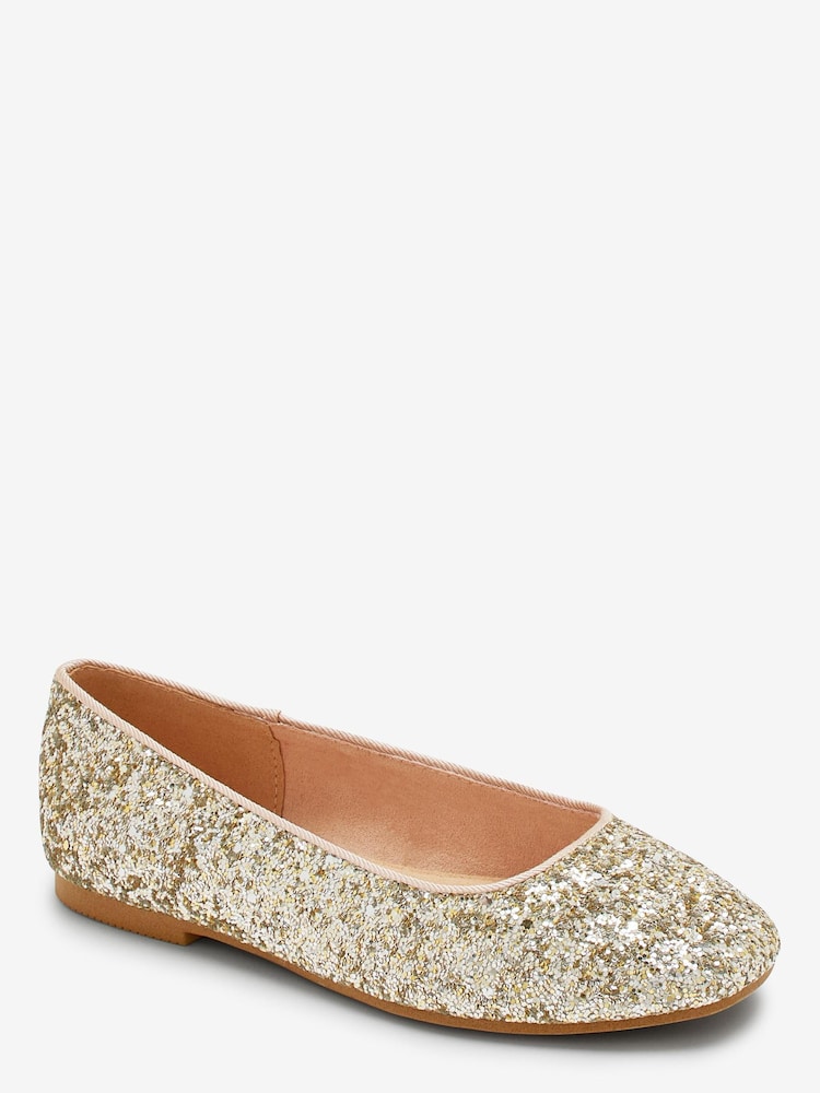 Gold Glitter Ballet Shoes - Image 2 of 5