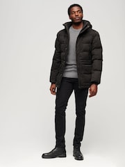 Superdry Black Hooded Parka Coat Jacket - Image 3 of 6