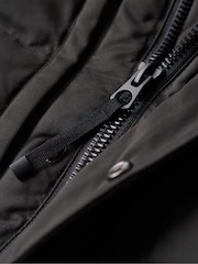 Superdry Black Hooded Parka Coat Jacket - Image 5 of 6