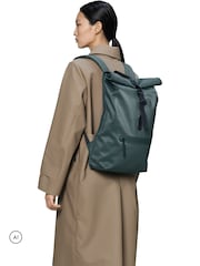Rains Green Rolltop Waterproof Rucksack - Image 1 of 1