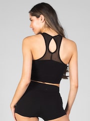 Pineapple Black Mesh Panel Crop Top - Image 2 of 7