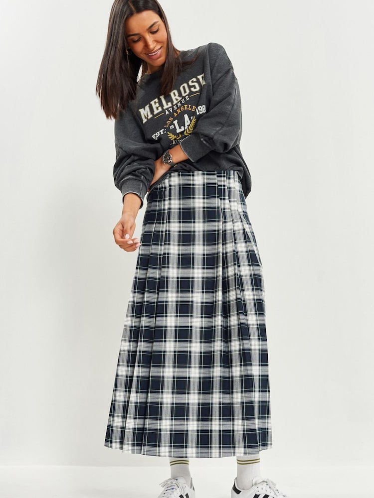 Blue Check Maxi Skirt - Image 2 of 6