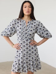 Mint Velvet Blue Geo Print Mini Dress - Image 2 of 8