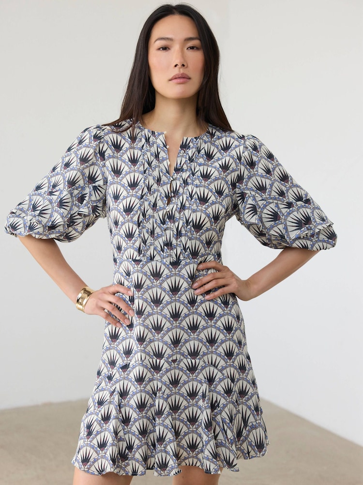 Mint Velvet Blue Geo Print Mini Dress - Image 2 of 8