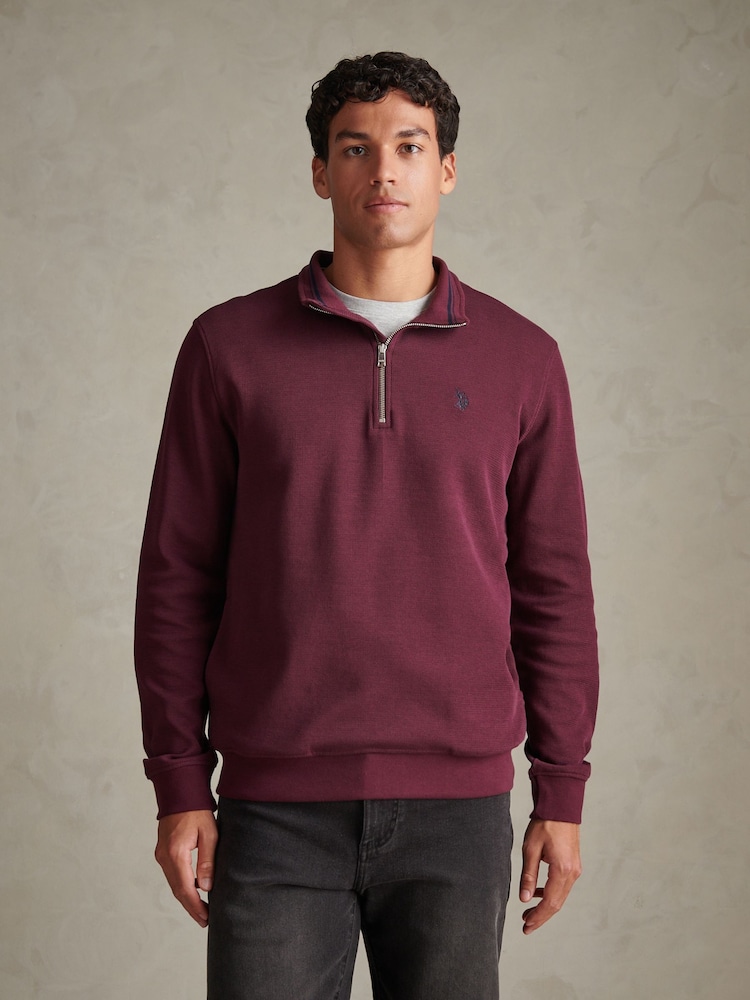 Красный - Трикотажный топ в рубчик с длиной 1/4 и воротником-хомутом U.S. Polo Assn - Изображение 1 8