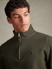 Жасыл - U.S. Polo Assn French Rib 1/4 Funnel Sweat Top - 8суретінің 2 суреті