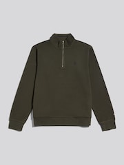 Жасыл - U.S. Polo Assn French Rib 1/4 Funnel Sweat Top - 8суретінің 6 суреті