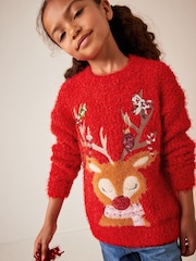 Red Reindeer Christmas Jumper (3-16yrs) - Image 1 of 7