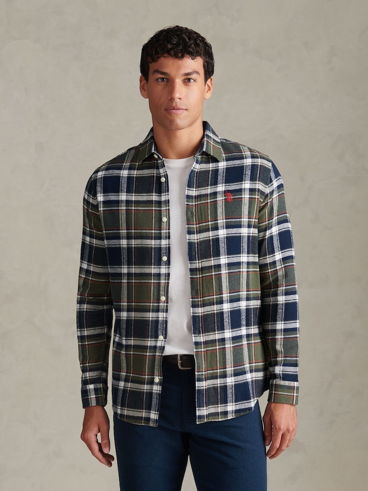 U.S. Polo Assn Green Soft Tartan Check Shirt - Image 1 of 8 U.S. Polo Assn Green Soft Tartan Check Shirt - Image 1 of 8