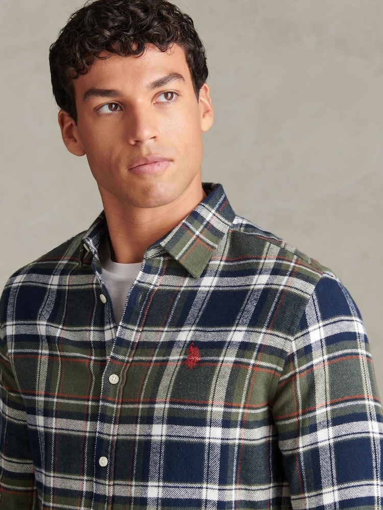 U.S. Polo Assn Green Soft Tartan Check Shirt - Image 2 of 8 U.S. Polo Assn Green Soft Tartan Check Shirt - Image 2 of 8