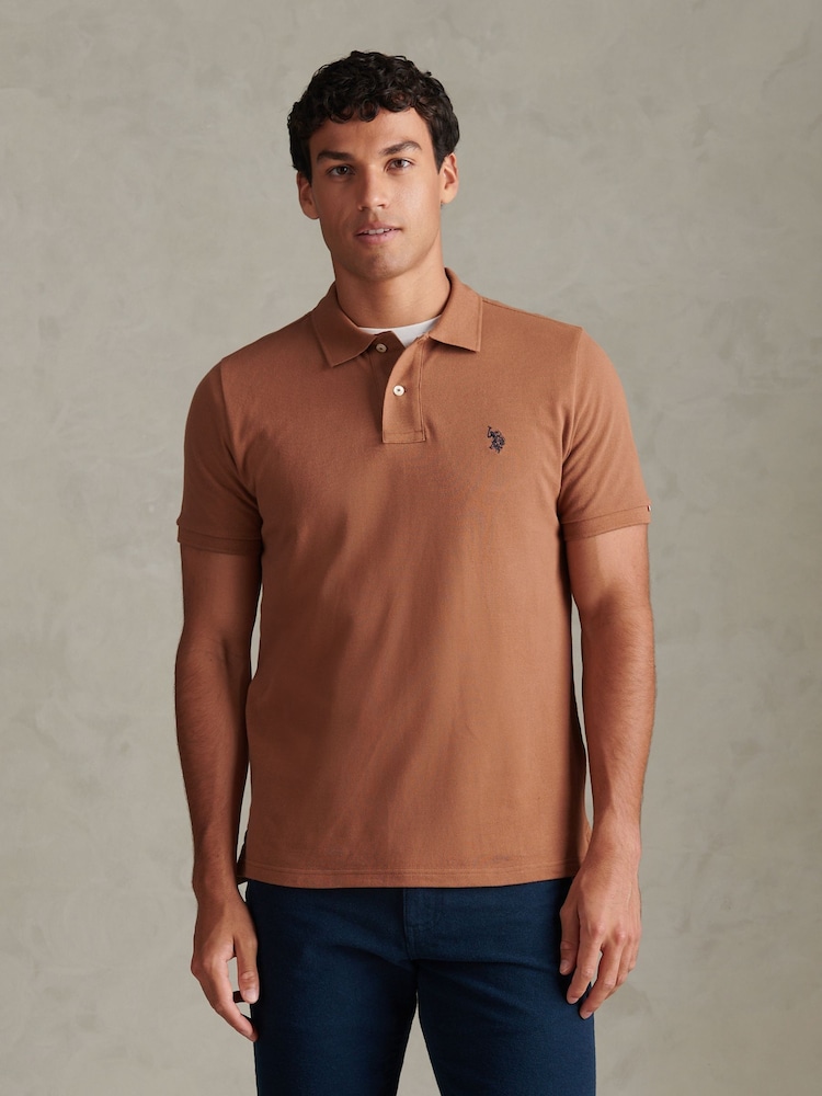 U.S. Polo Assn Brown Double Horsemen Polo Shirt - Image 1 of 7 U.S. Polo Assn Brown Double Horsemen Polo Shirt - Image 1 of 7