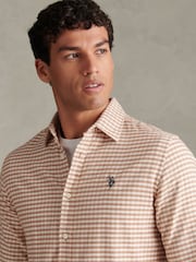 Brun - U.S. Polo Assn Textured Weave Gingham Shirt - Bilde 2 av 9