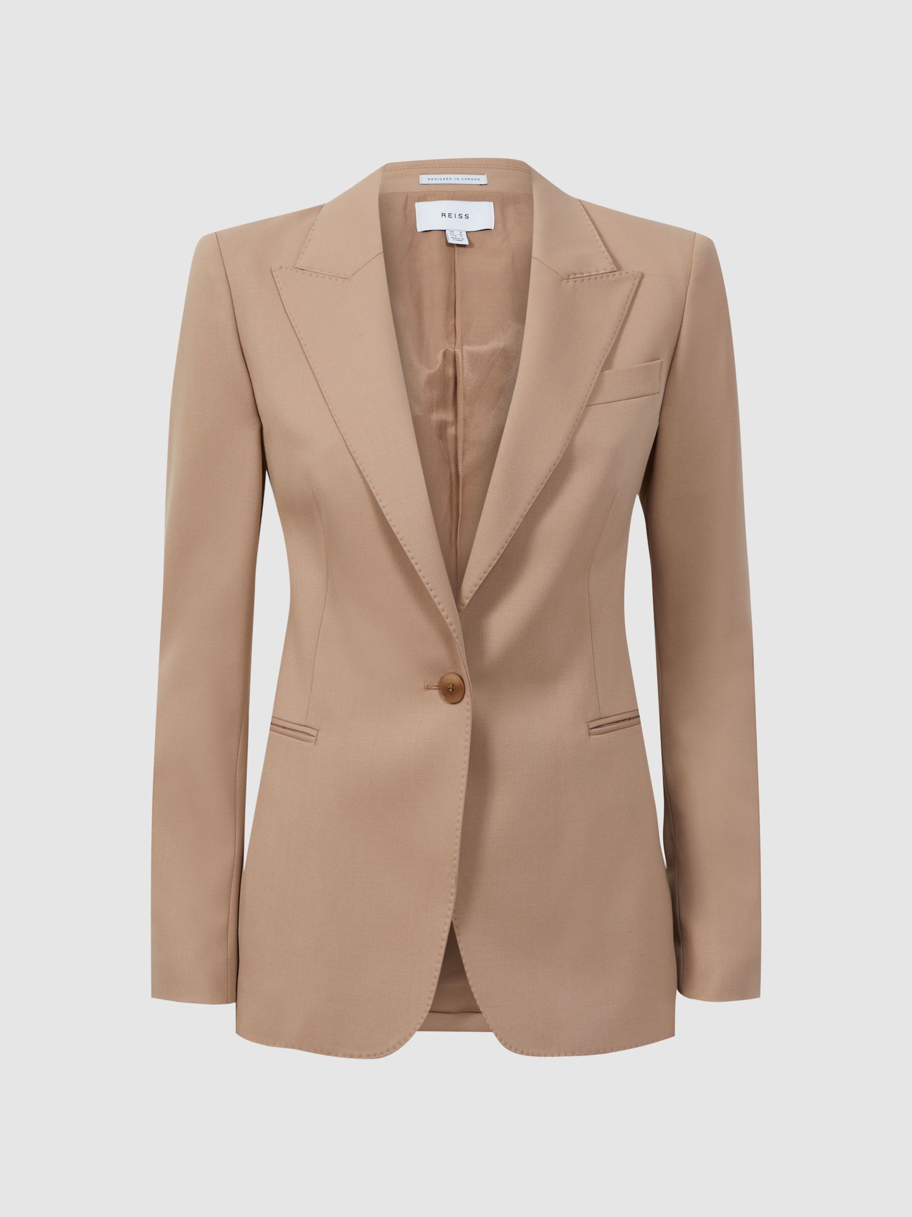 Buy Reiss Camel Marlie Tailored Wool Blend Single Breasted Suit Blazer from Next Luxembourg