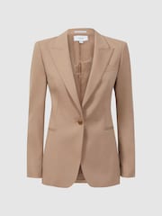 Reiss Camel Marlie Tailored Wool Blend Single Breasted Suit Blazer - Image 2 of 5