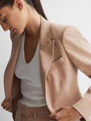Reiss Camel Marlie Tailored Wool Blend Single Breasted Suit Blazer - Image 3 of 5