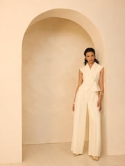 Mint Velvet Cream Asymmetric Tailored Waistcoat - Image 6 of 8
