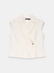 Mint Velvet Cream Asymmetric Tailored Waistcoat - Image 7 of 8
