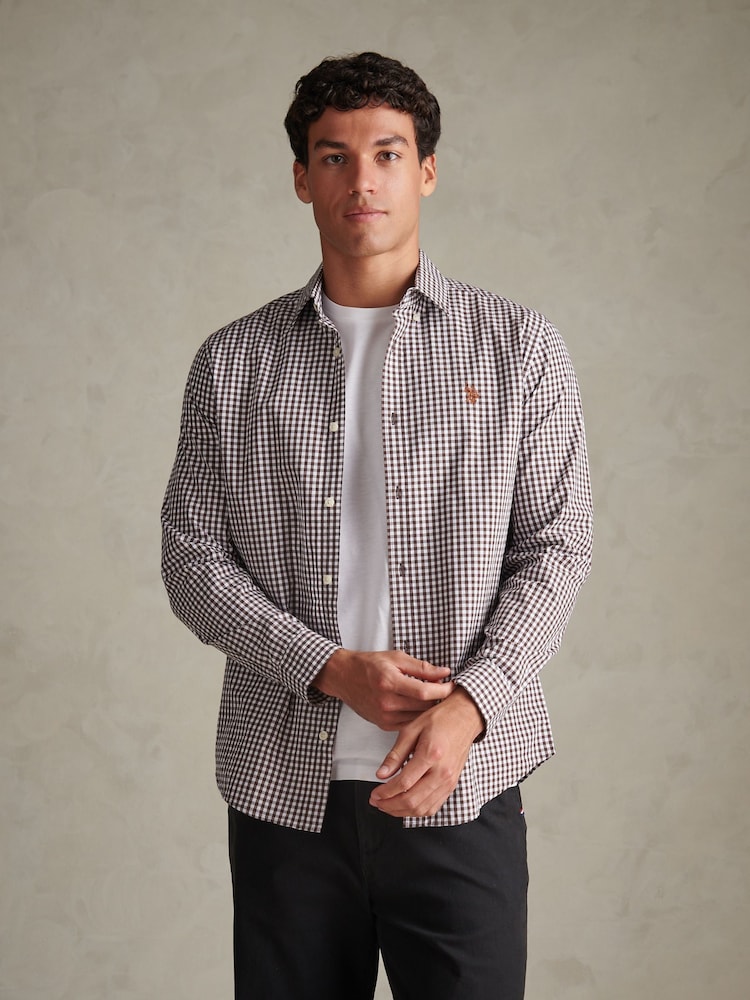 U.S. Polo Assn. Brown Gingham Shirt - Image 1 of 8 U.S. Polo Assn. Brown Gingham Shirt - Image 1 of 8