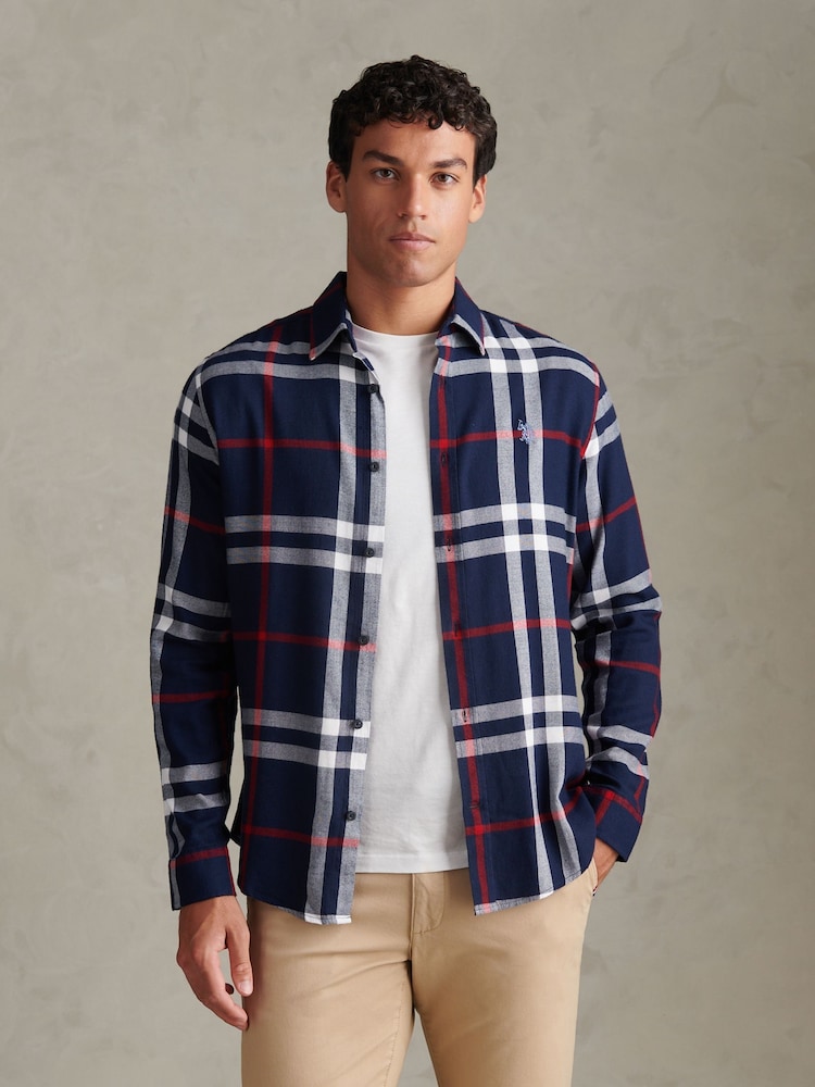 U.S. Polo Assn. Blue Traditional Check Shirt - Image 1 of 9 U.S. Polo Assn. Blue Traditional Check Shirt - Image 1 of 9