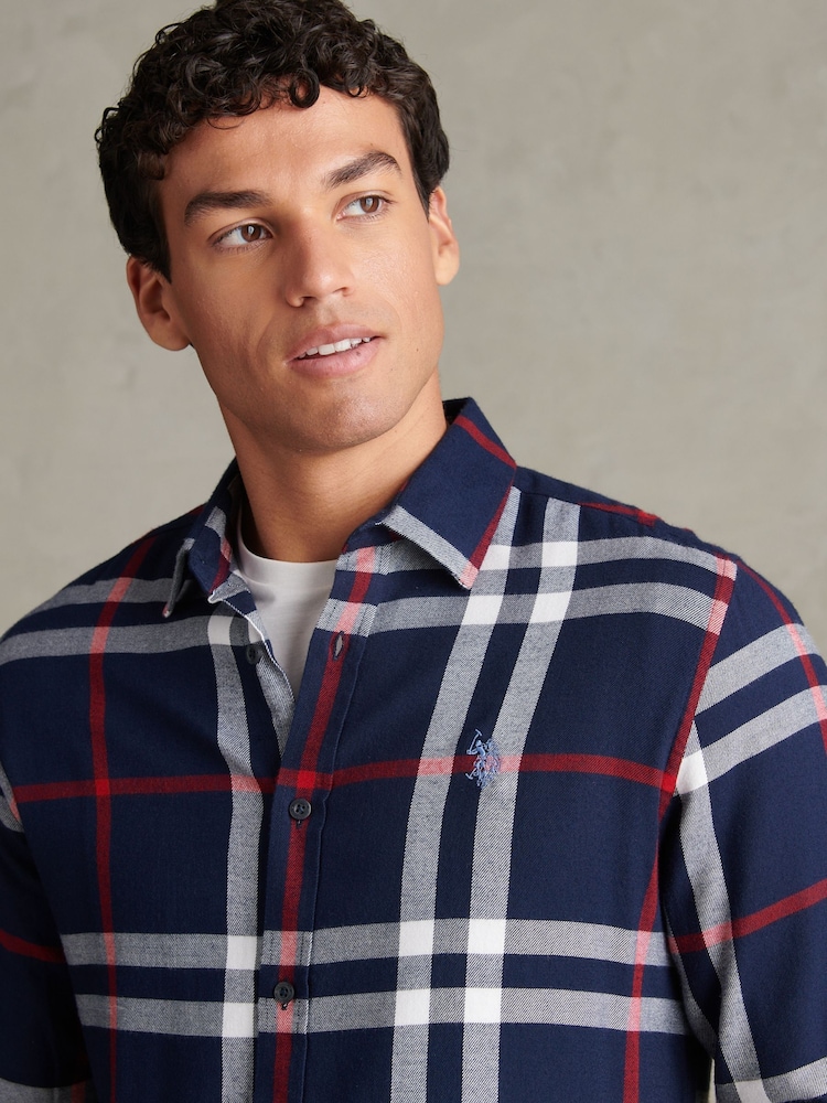 U.S. Polo Assn. Blue Traditional Check Shirt - Image 2 of 9 U.S. Polo Assn. Blue Traditional Check Shirt - Image 2 of 9