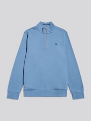 Көк - U.S. Polo Assn French Rib 1/4 Funnel Sweat Top - 3суретінің 1 суреті