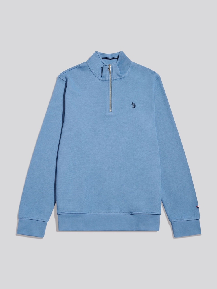 Көк - U.S. Polo Assn French Rib 1/4 Funnel Sweat Top - 3суретінің 1 суреті