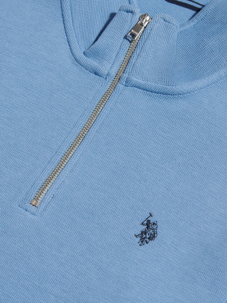 Көк - U.S. Polo Assn French Rib 1/4 Funnel Sweat Top - 3суретінің 2 суреті