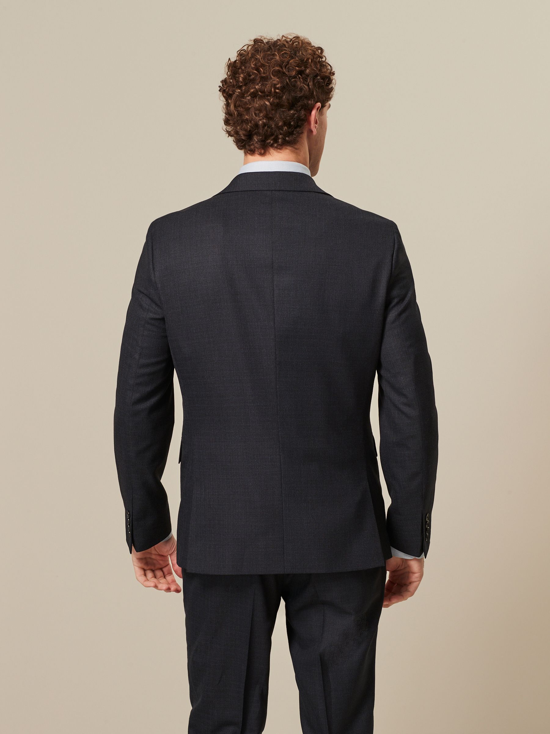 Mens 2 Button Modern Fit Textured Wool Suit in Navy