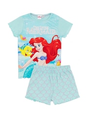 Vanilla Underground Blue Little Mermaid Vanilla Underground Girls Blue Licensing Short 100% Cotton Pyjamas - Image 1 of 5