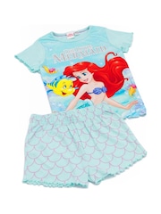 Vanilla Underground Blue Little Mermaid Vanilla Underground Girls Blue Licensing Short 100% Cotton Pyjamas - Image 2 of 5